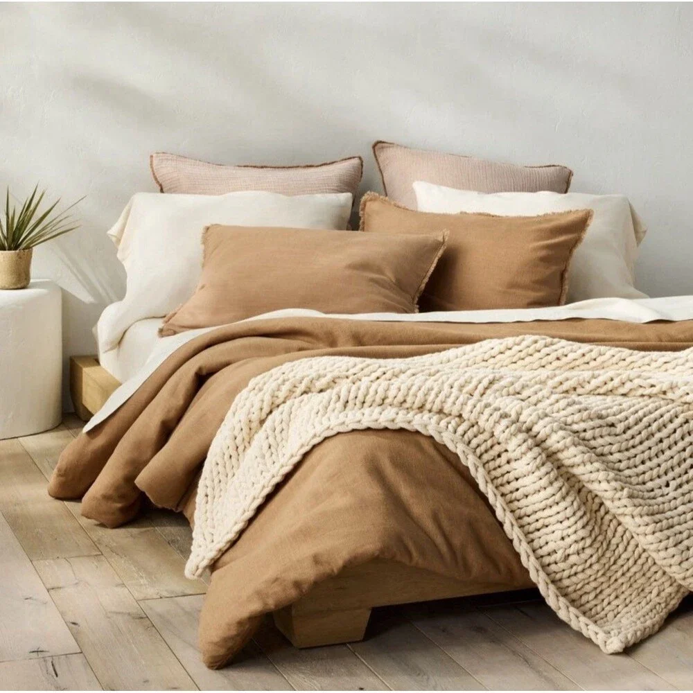 Full / Queen Heavyweight Linen Blend Comfortet Set Warm Brown - Casaluna $149